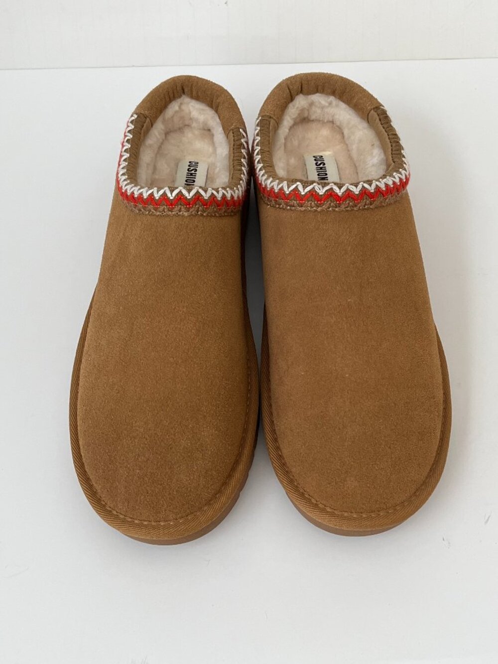 CUSHIONAIRE Keto Cozy Slipper Shoes Brown Suede Leather ~ Women's Size 11 ~ EUC